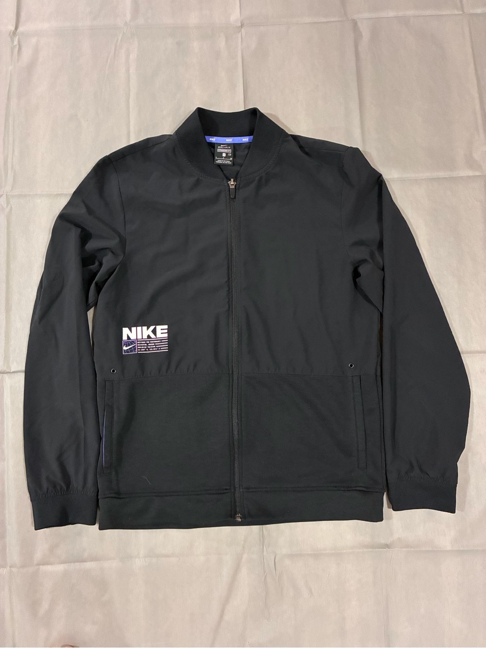 Nike Black Bomber-Style Zip Jacket with White Logo